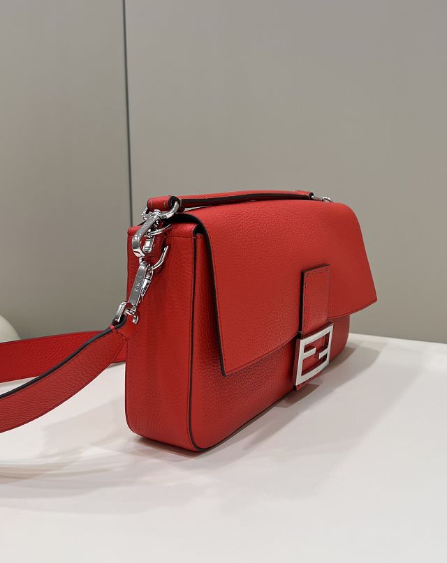 Fendi original grained calfskin large baguette bag 8BR795 red