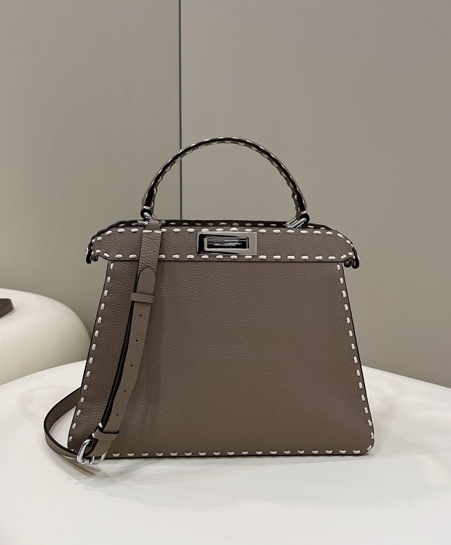 Fendi original grained calfskin medium peekaboo ISeeU bag 8BN321 grey