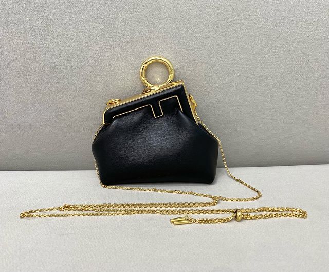 Fendi original lambskin first nano bag 7AS051 black