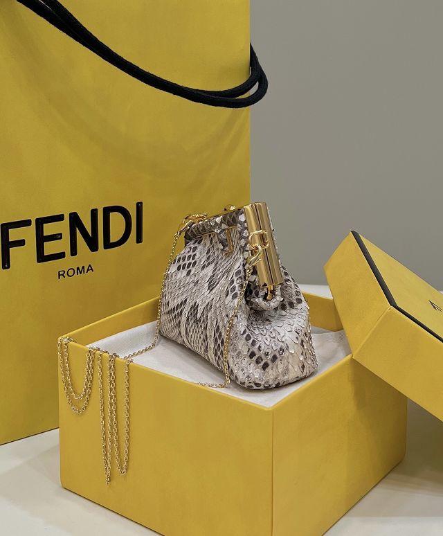 Fendi original python leather first nano bag 7AS051 grey