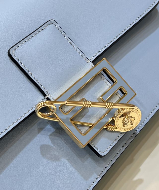 Fendi original calfskin brooch baguette bag 8BR801 blue