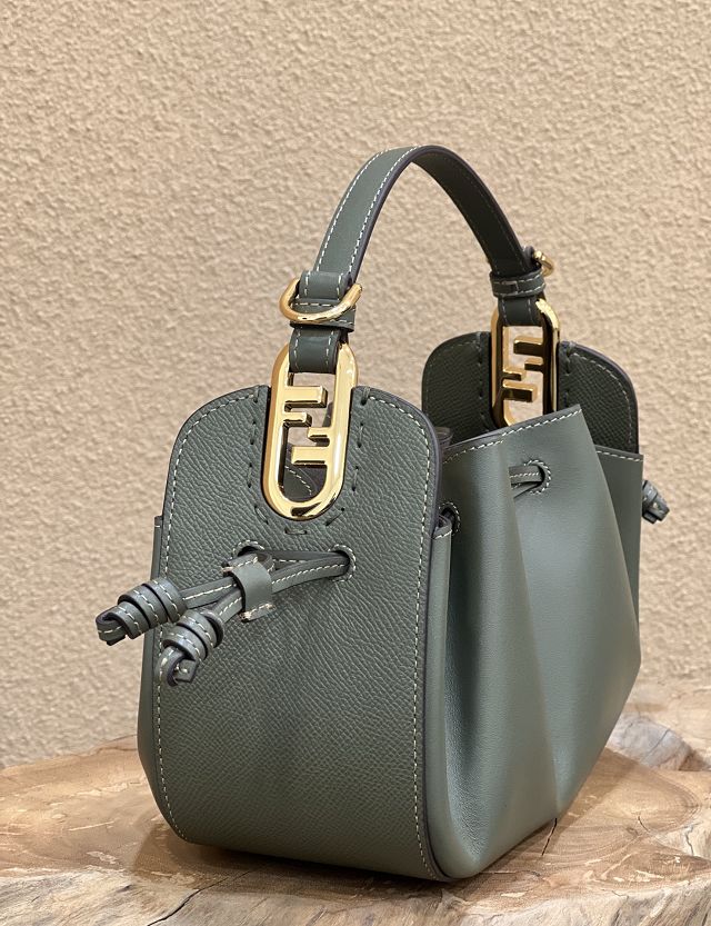 Fendi original calfskin mini pomodorino bag 8BS059 dark green