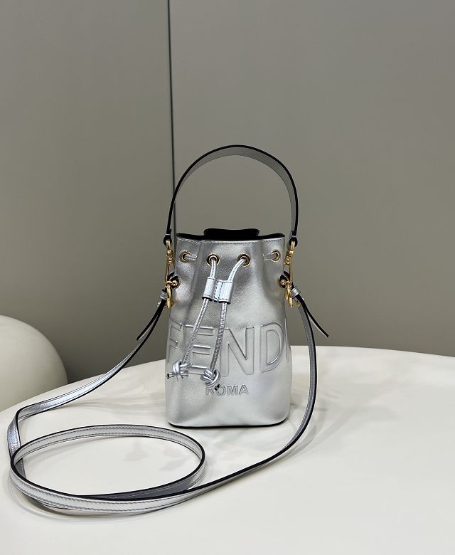 Fendi original calfskin small mon tresor bucket bag 8BS010 silver