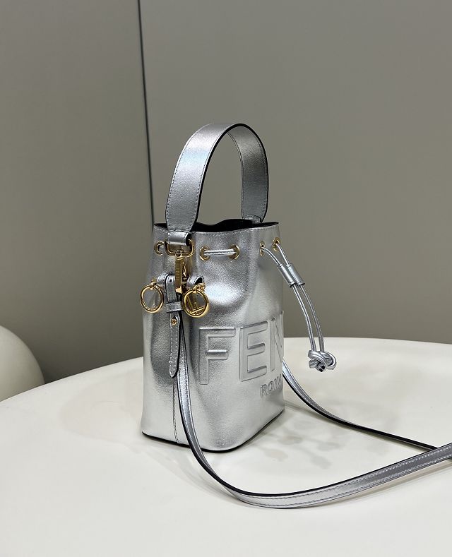 Fendi original calfskin small mon tresor bucket bag 8BS010 silver