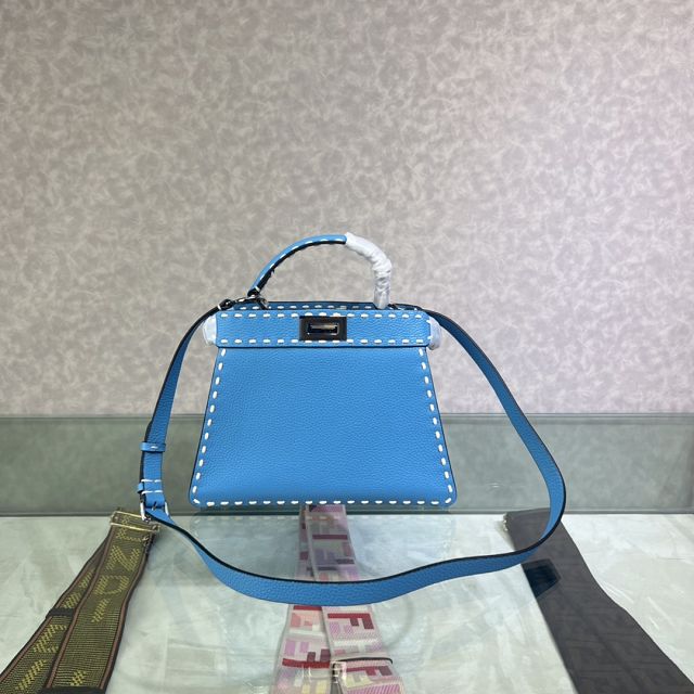 Fendi original grained calfskin small peekaboo ISeeU bag 8BN327 blue