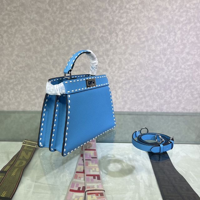 Fendi original grained calfskin small peekaboo ISeeU bag 8BN327 blue