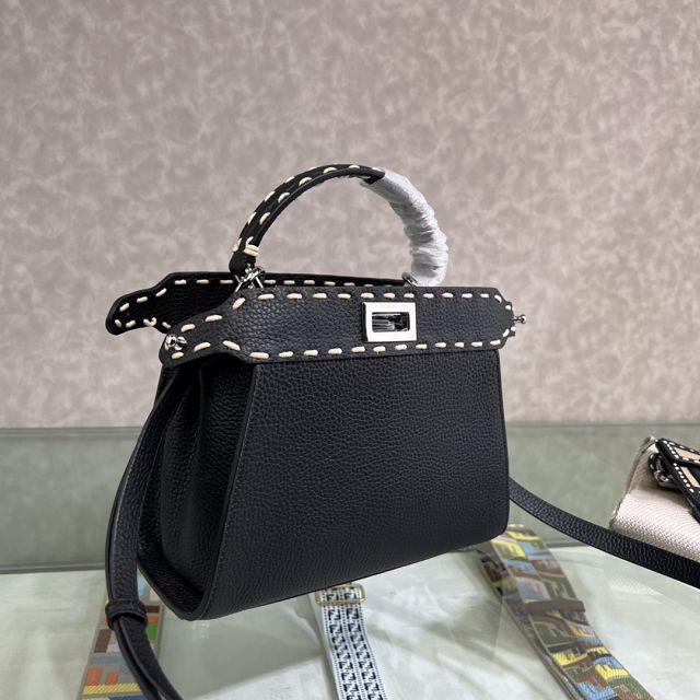 Fendi original grained calfskin small peekaboo bag 8BN244 black