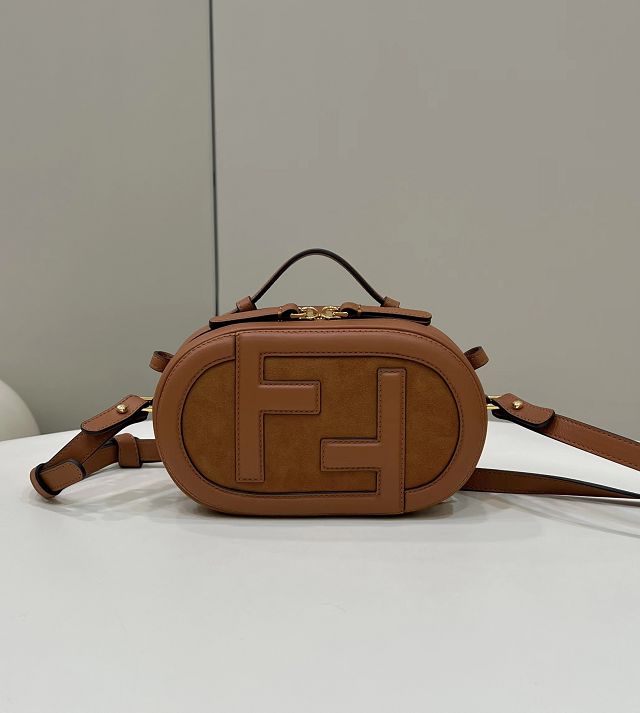 Fendi original suede O-Lock mini camera case 8BS058 brown