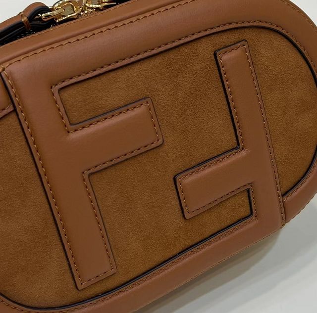 Fendi original suede O-Lock mini camera case 8BS058 brown