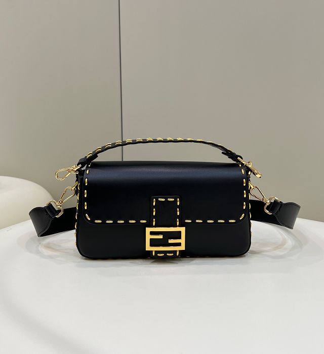 Fendi original calfskin medium baguette bag 8BR600 black