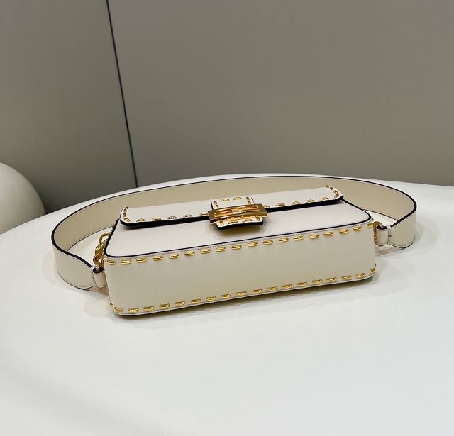 Fendi original calfskin medium baguette bag 8BR600 white