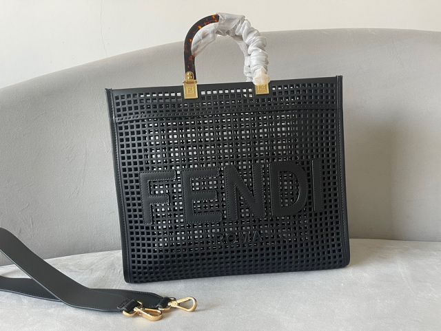 Fendi original calfskin medium sunshine shopper bag 8BH386 black