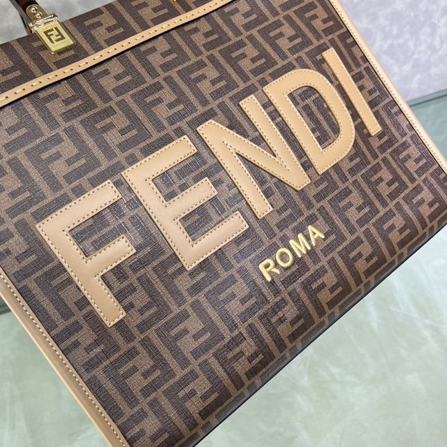 Fendi original canvas medium sunshine shopper bag 8BH386 coffee