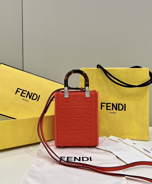 Fendi original fabric mini sunshine shopper bag 8BS051 red