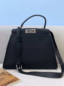 Fendi original grained calfskin medium peekaboo bag 8BN240-4 black