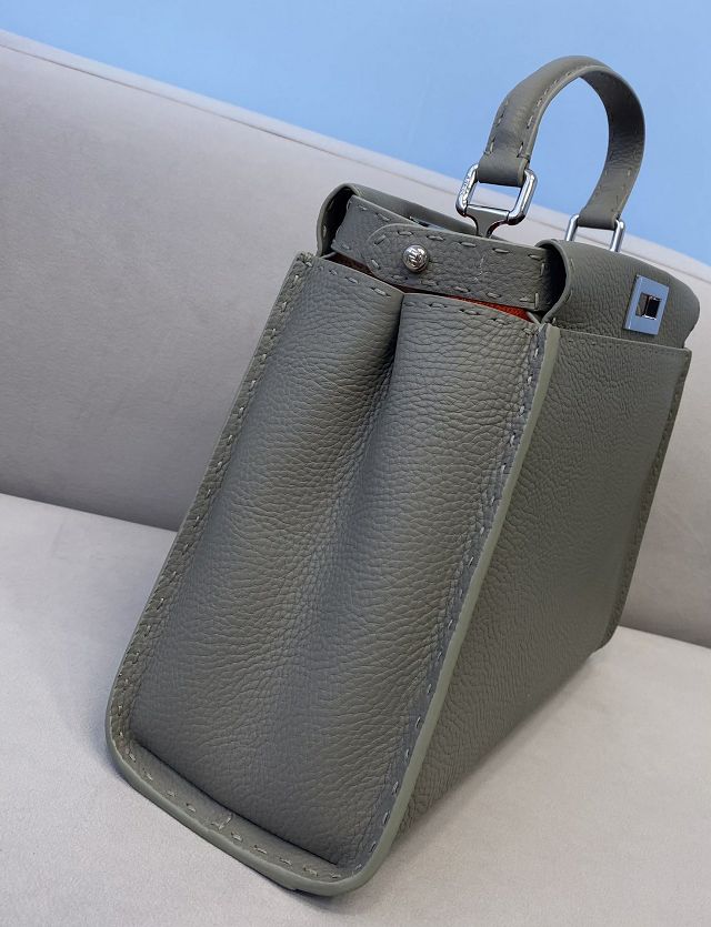 Fendi original grained calfskin medium peekaboo bag 8BN240-4 grey