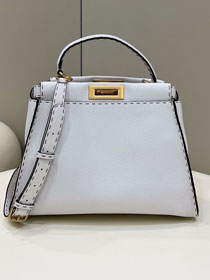 Fendi original grained calfskin medium peekaboo bag 8BN240-4 white