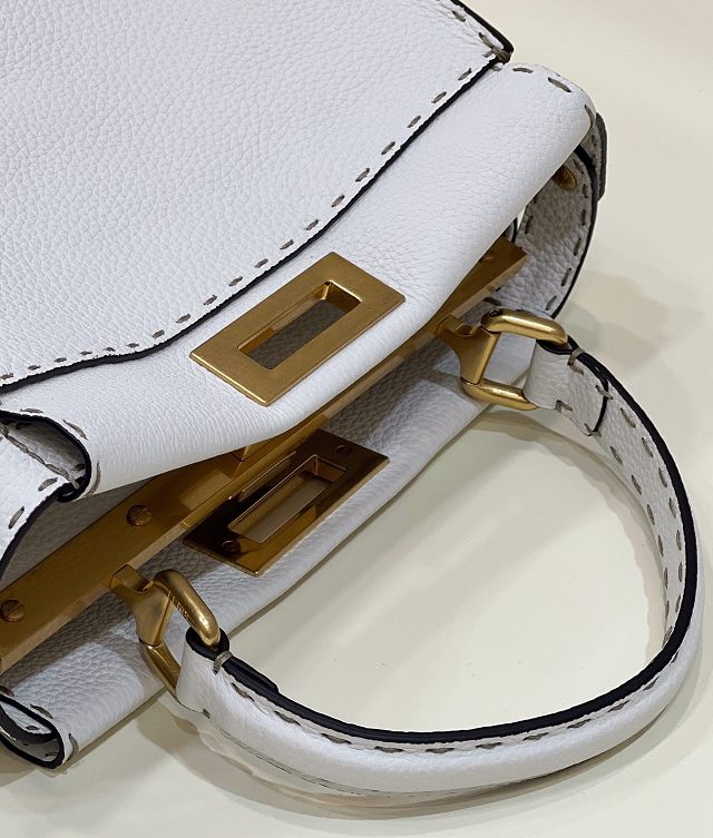 Fendi original grained calfskin medium peekaboo bag 8BN240-4 white