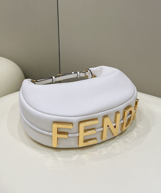 Fendi original calfskin medium fendigraphy bag 8BR799 white