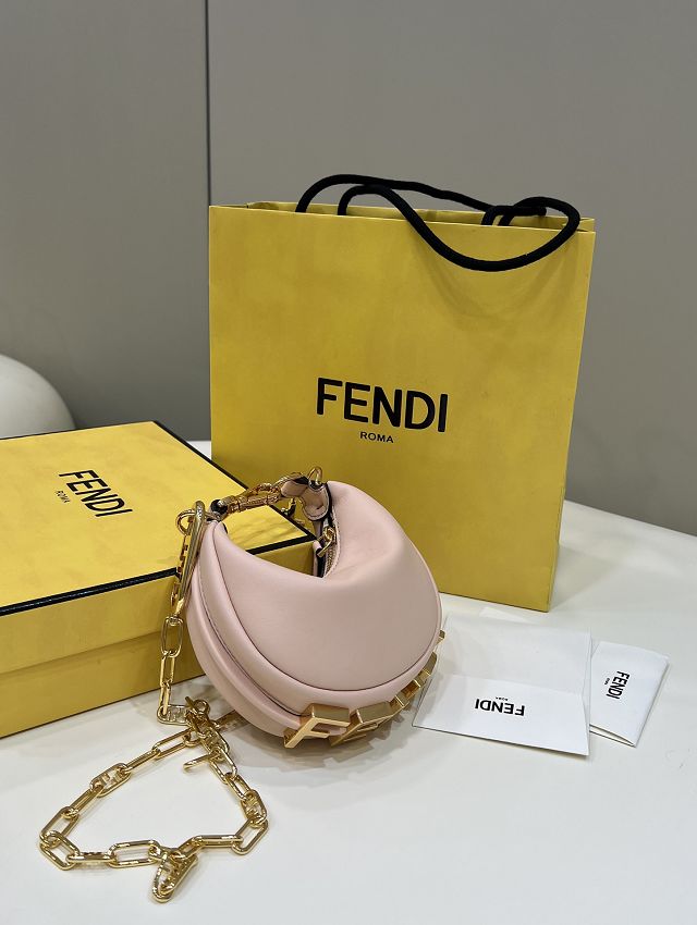 Fendi original calfskin nano fendigraphy bag 7AS089 light pink