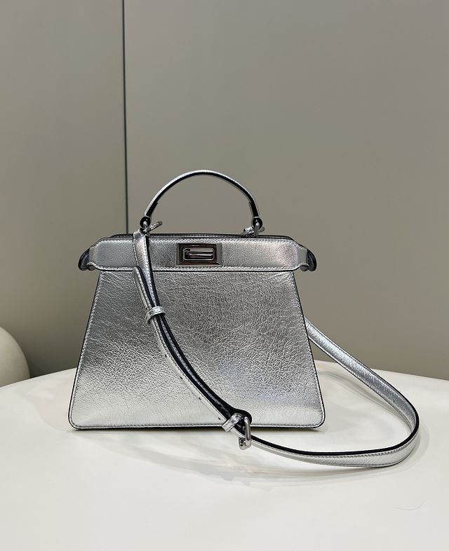 Fendi original calfskin small peekaboo ISeeU bag 8BN327 silver