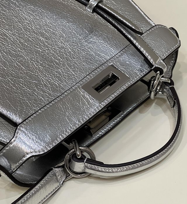 Fendi original calfskin small peekaboo ISeeU bag 8BN327 silver