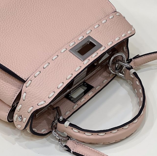 Fendi original grained calfskin small peekaboo bag 8BN244 pink