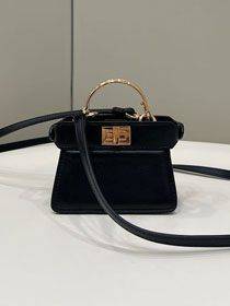 Fendi original lambskin nano peekaboo bag 7AS106 black