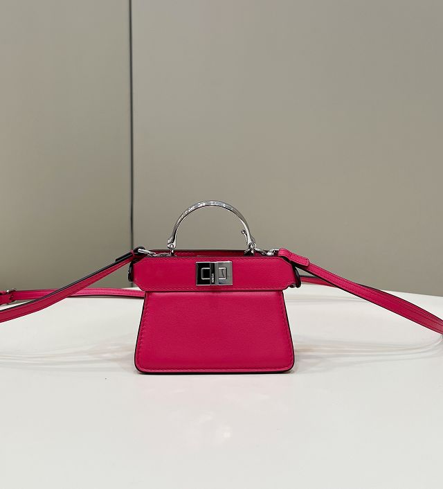 Fendi original lambskin nano peekaboo bag 7AS106 rose red