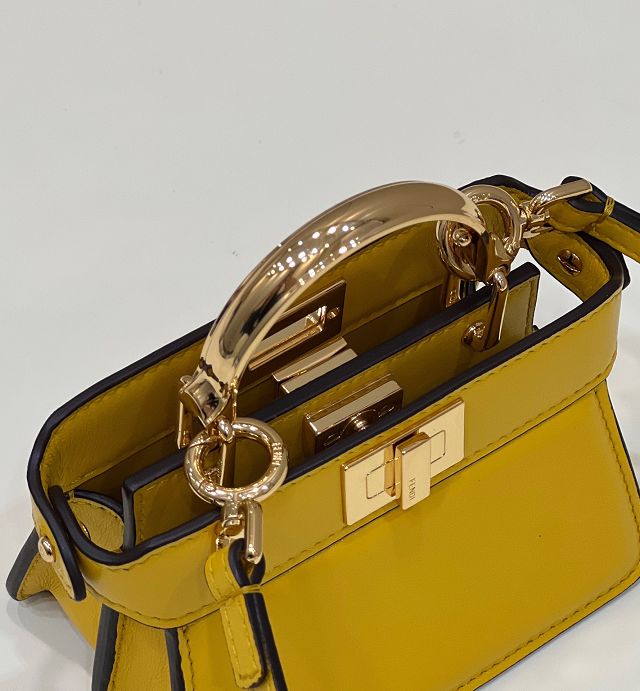 Fendi original lambskin nano peekaboo bag 7AS106 yellow