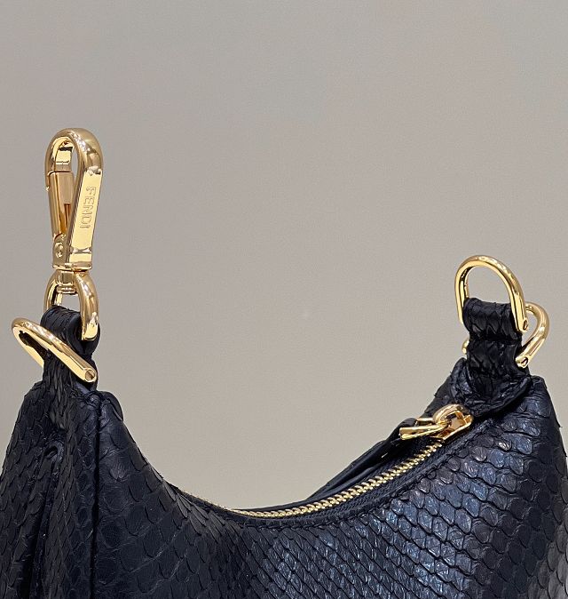 Fendi original python leather nano fendigraphy bag 7AS089 black