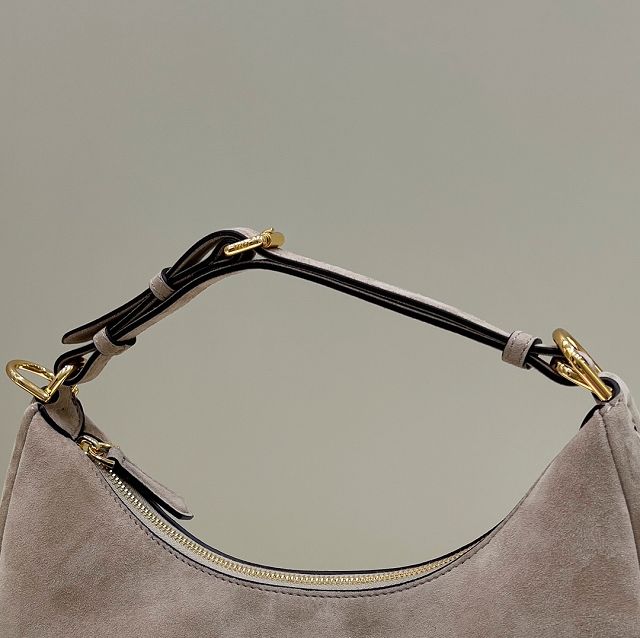 Fendi original suede small fendigraphy bag 8BR798 grey