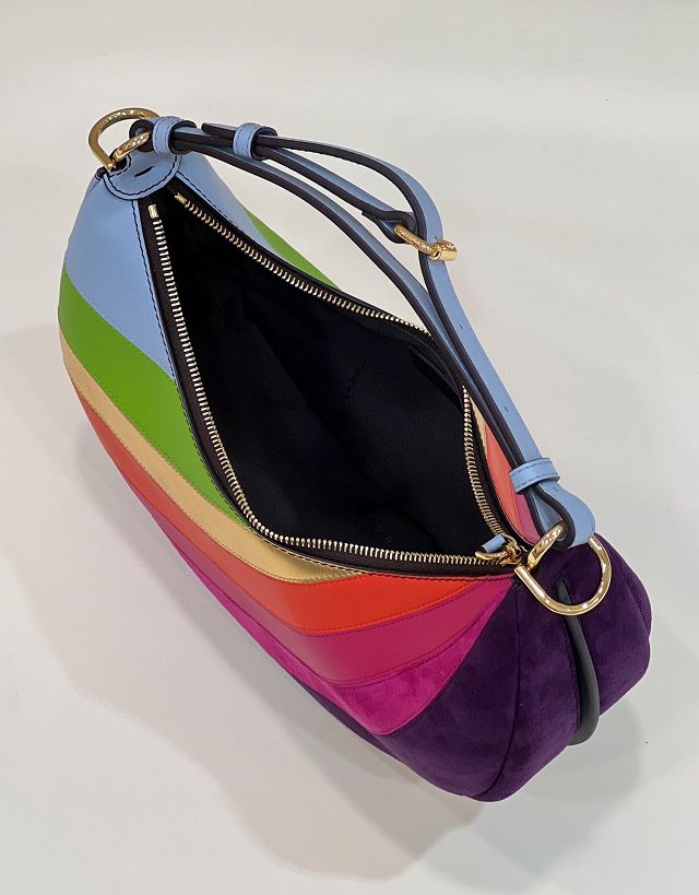 Fendi original suede small fendigraphy bag 8BR798 rainbow