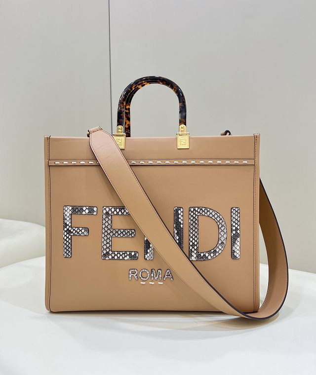 Fendi original calfskin medium sunshine shopper bag 8BH386-2 apricot