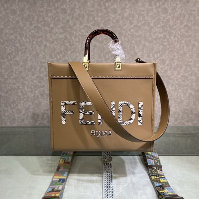 Fendi original calfskin medium sunshine shopper bag 8BH386-2 camel