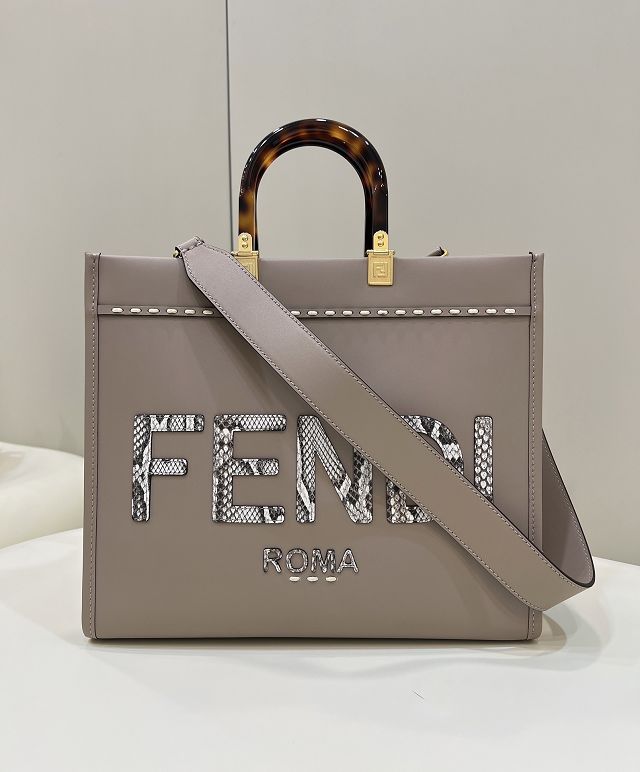 Fendi original calfskin medium sunshine shopper bag 8BH386-2 grey