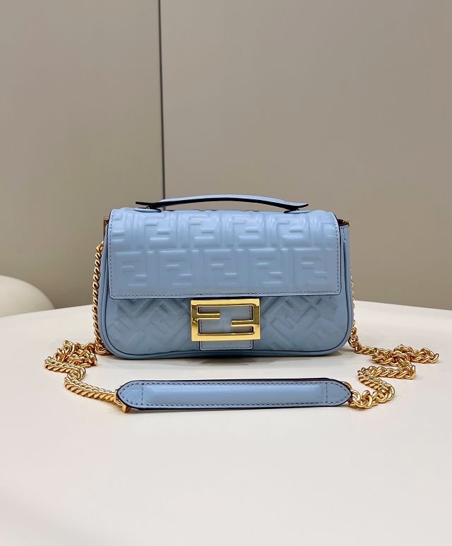 Fendi original lambskin chain baguette bag 8BR793 blue