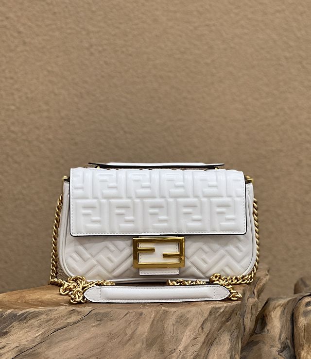 Fendi original lambskin chain baguette bag 8BR793 white