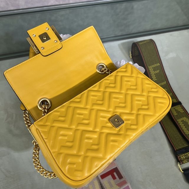 Fendi original lambskin chain baguette bag 8BR793 yellow