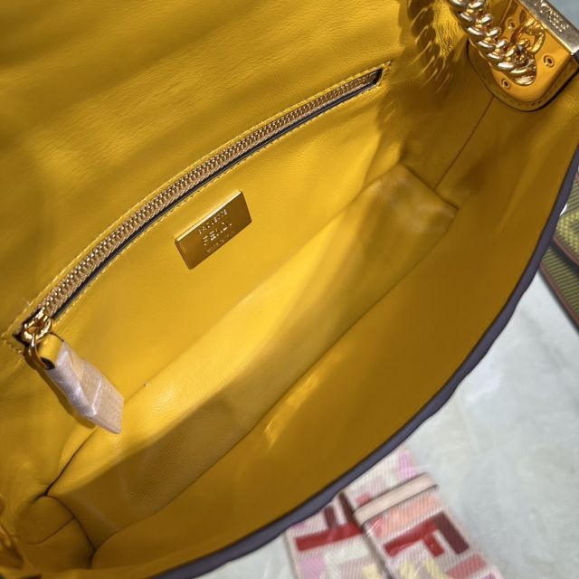 Fendi original lambskin chain baguette bag 8BR793 yellow