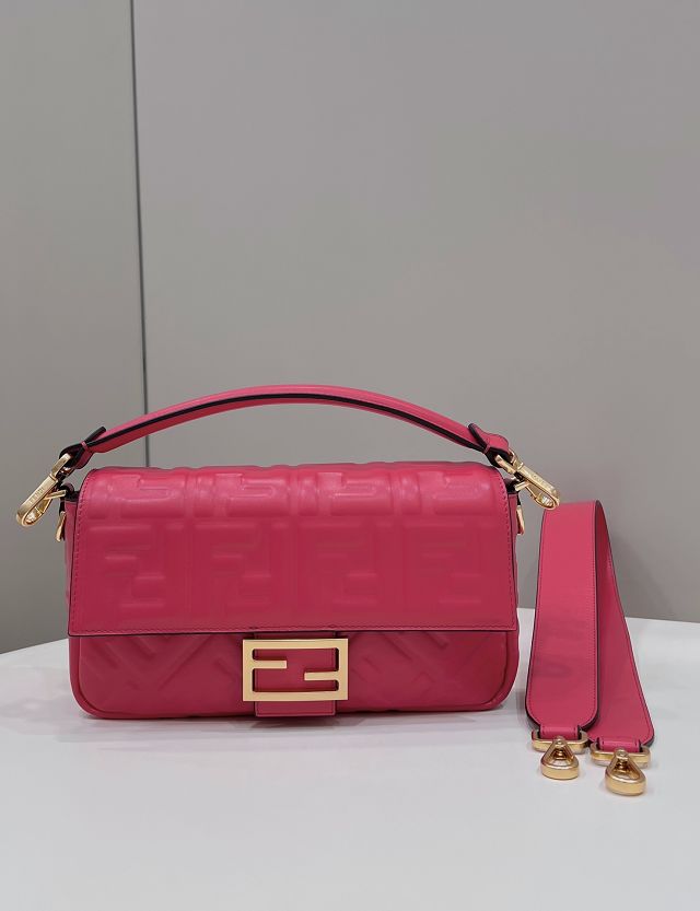 Fendi original lambskin medium baguette bag 8BR600 rose red