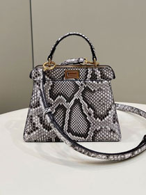 Fendi original python leather mini peekaboo ISeeU bag 8BN335 grey