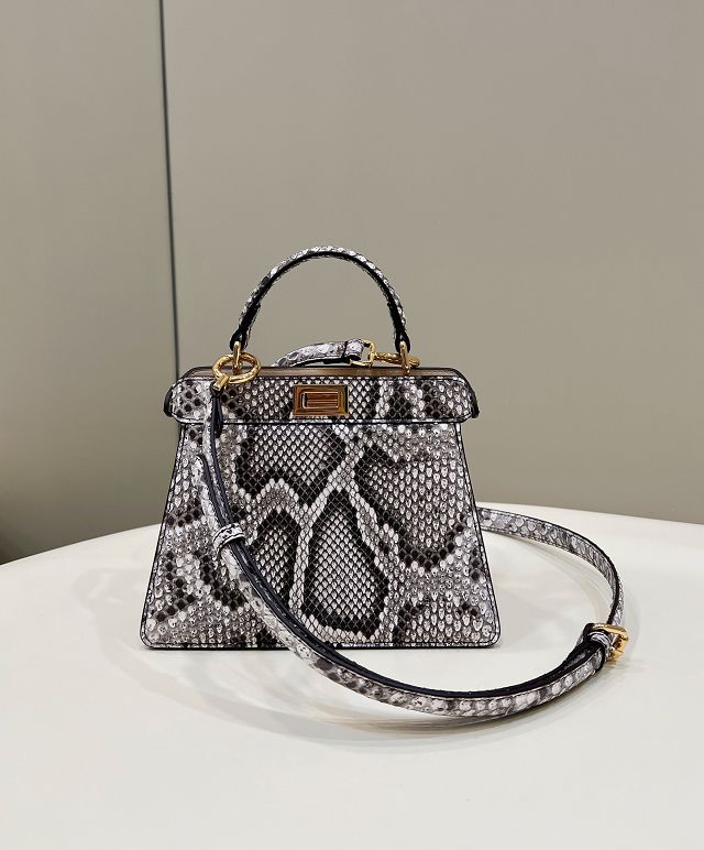 Fendi original python leather mini peekaboo ISeeU bag 8BN335 grey