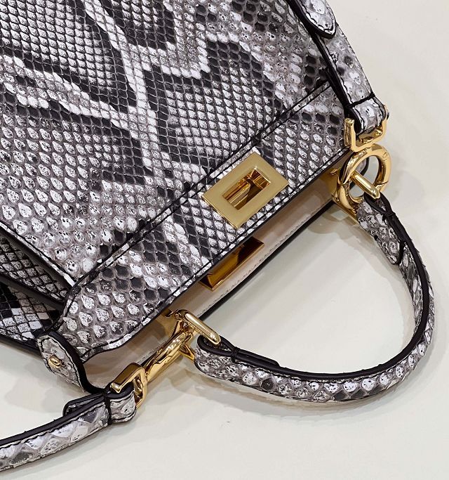 Fendi original python leather mini peekaboo ISeeU bag 8BN335 grey