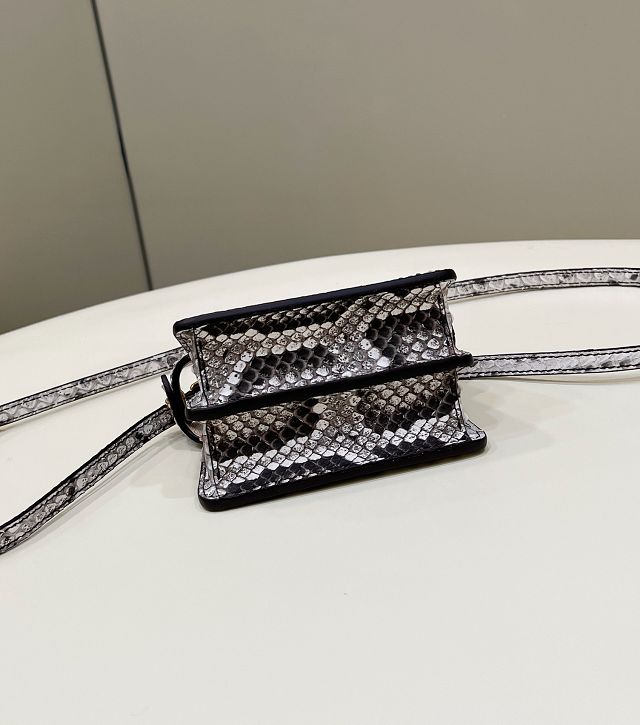 Fendi original python nano peekaboo bag 7AS106 grey