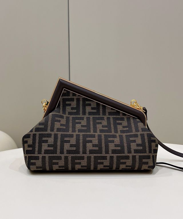 Fendi original fabric small first bag 8BP129 dark coffee