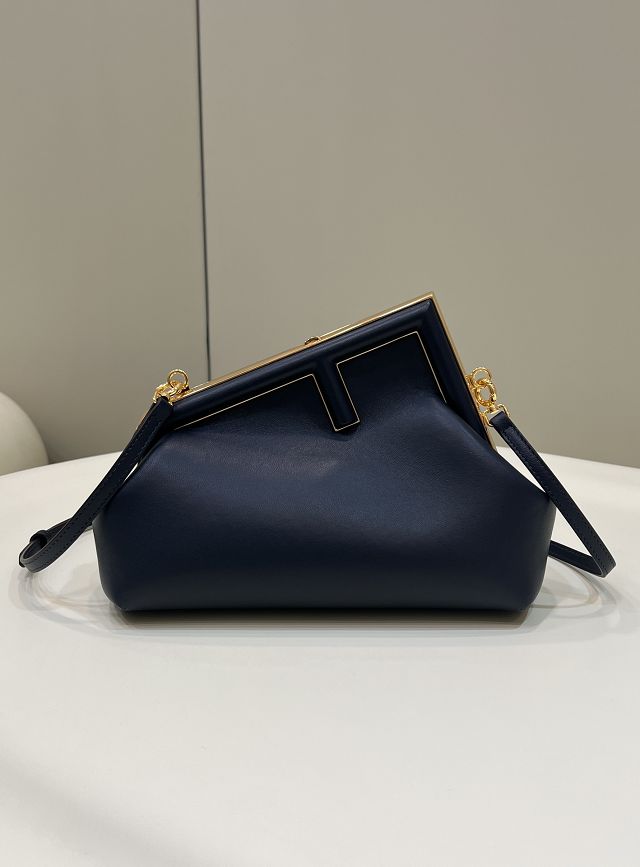 Fendi original lambskin small first bag 8BP129 navy blue