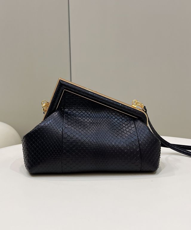 Fendi original python leather small first bag 8BP129 black