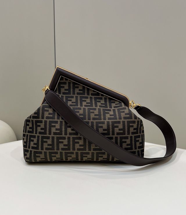 Fendi original fabric medium first bag 8BP127 dark coffee