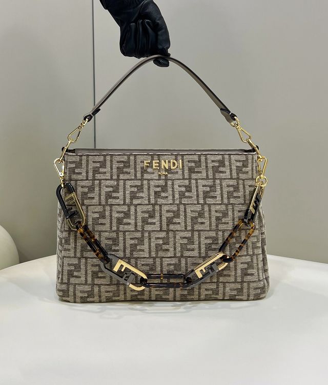 Fendi original fabric o-lock hobo bag 8BS068 grey